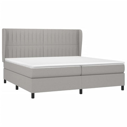 Boxspring Met Matras Stof Lichtgrijs 200 x 200 cm Verticale strepen
