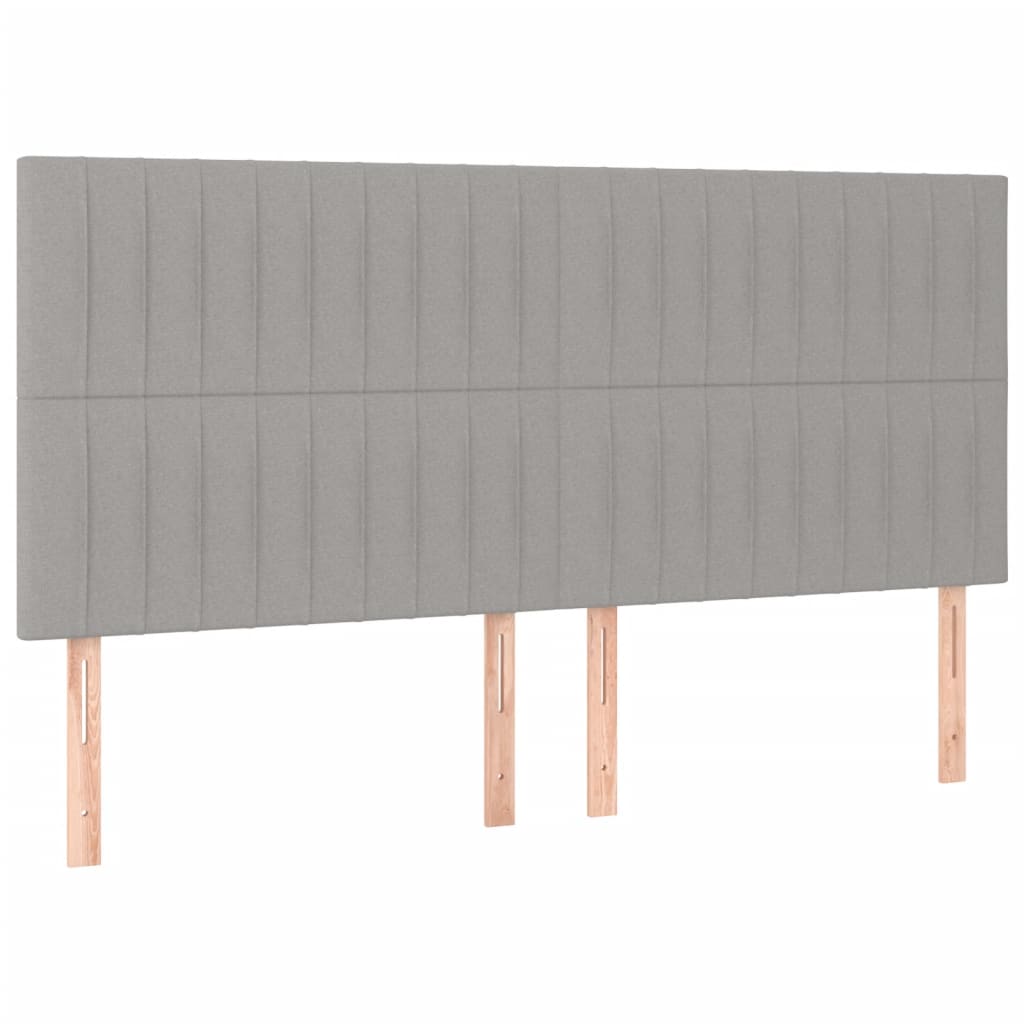 Boxspring Met Matras Stof Lichtgrijs 200 x 200 cm Verticale strepen