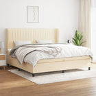 Box spring with fabric mattress cream-coloured 200x200 cm