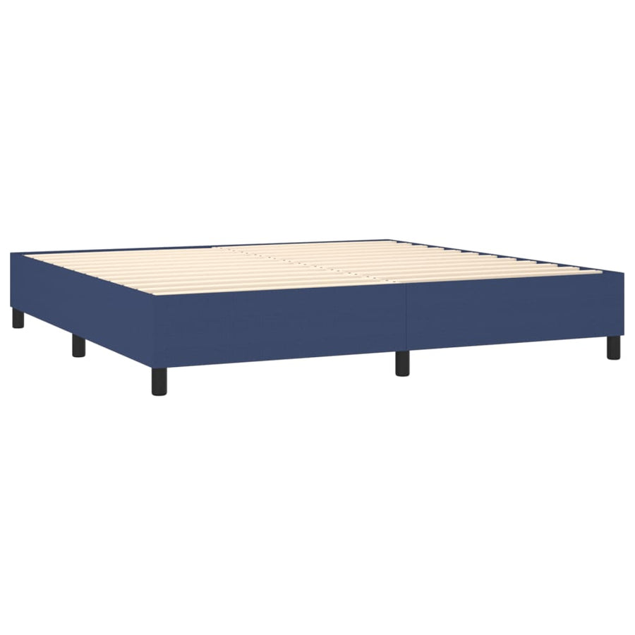 Boxspring Met Matras Stof Blauw 200 x 200 cm Verticale strepen