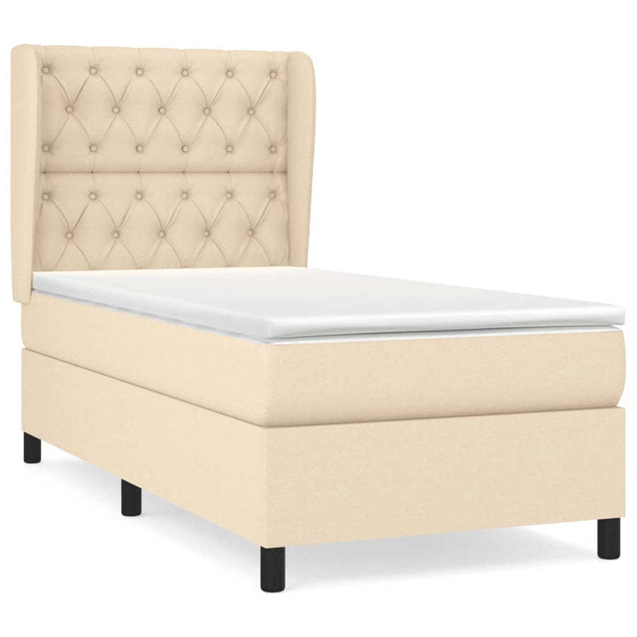 Boxspring Met Matras Stof Kleurig Crème 80 x 200 cm Getuft ontwerp