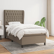 Box spring with fabric mattress taupe 90x190 cm
