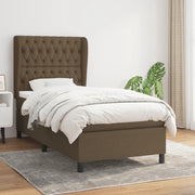 Box spring with dark brown fabric mattress 90x200 cm
