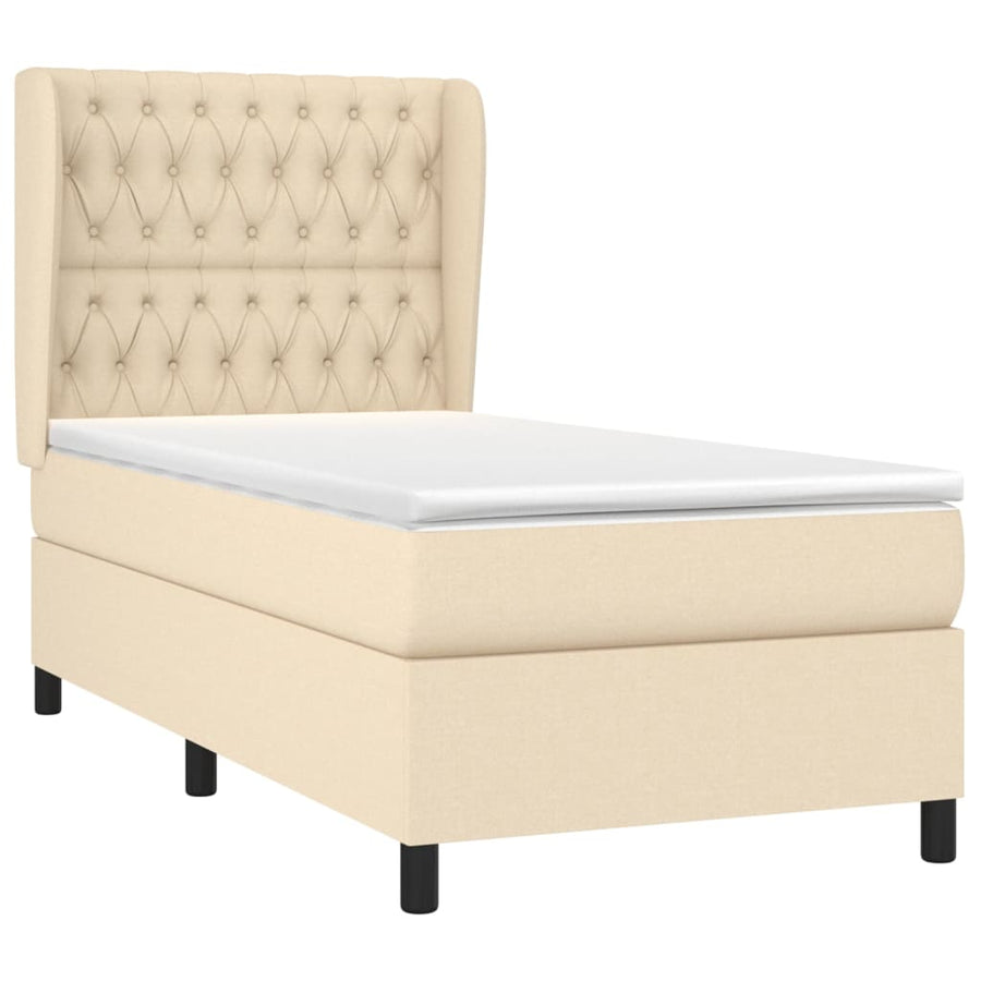 Boxspring Met Matras Stof Kleurig Crème 90 x 200 cm Getuft ontwerp