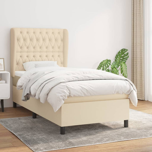 Boxspring Met Matras Stof Kleurig Crème 90 x 200 cm Getuft ontwerp