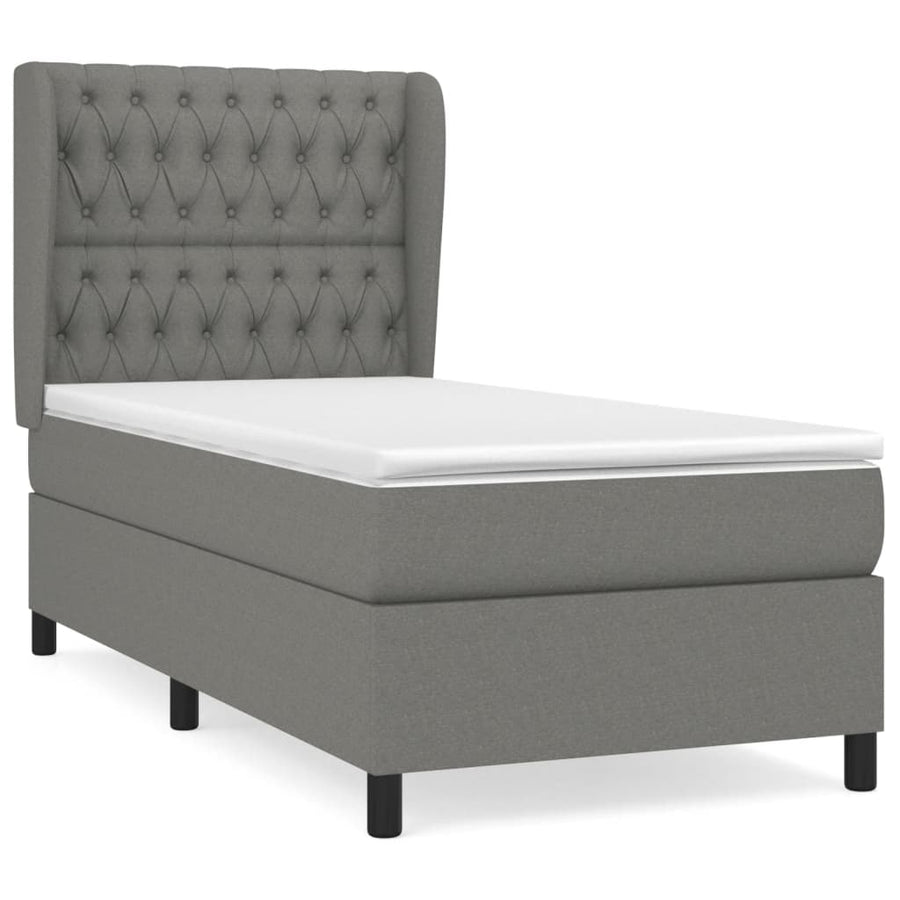 Boxspring Met Matras Stof Donkergrijs 100 x 200 cm Getuft ontwerp
