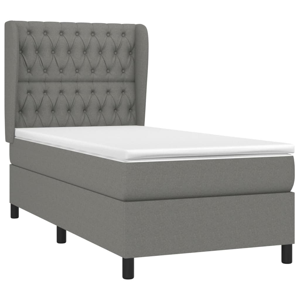 Boxspring Met Matras Stof Donkergrijs 100 x 200 cm Getuft ontwerp