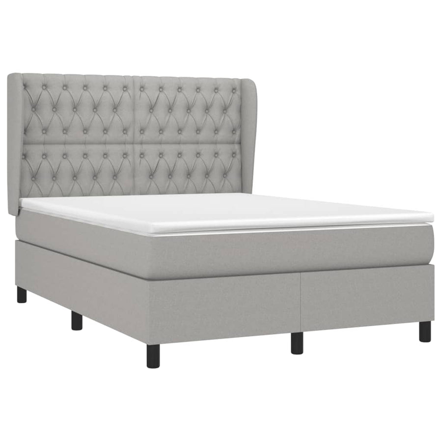 Boxspring Met Matras Stof Lichtgrijs 140 x 190 cm Getuft ontwerp