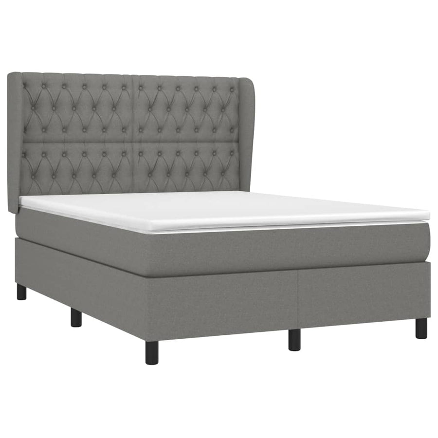 Boxspring Met Matras Stof Donkergrijs 140 x 190 cm Getuft ontwerp