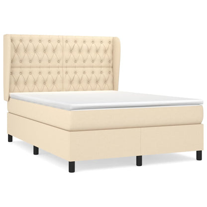 Boxspring met matras stof crèmekleurig 140x190 cm 140 x 190 cm Getuft ontwerp
