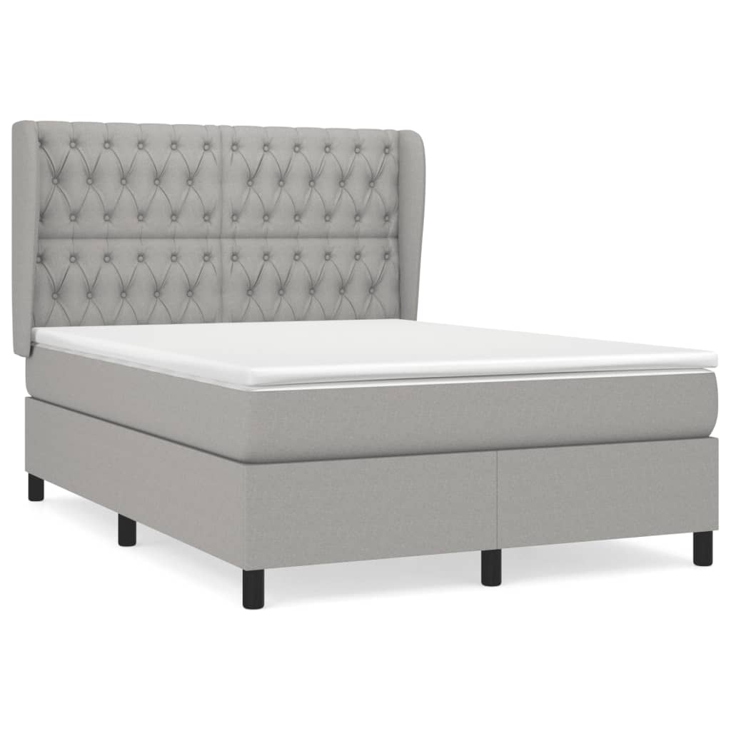 Boxspring Met Matras Stof Lichtgrijs 140 x 200 cm Getuft ontwerp
