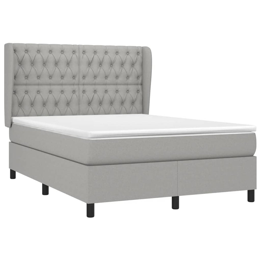 Boxspring Met Matras Stof Lichtgrijs 140 x 200 cm Getuft ontwerp