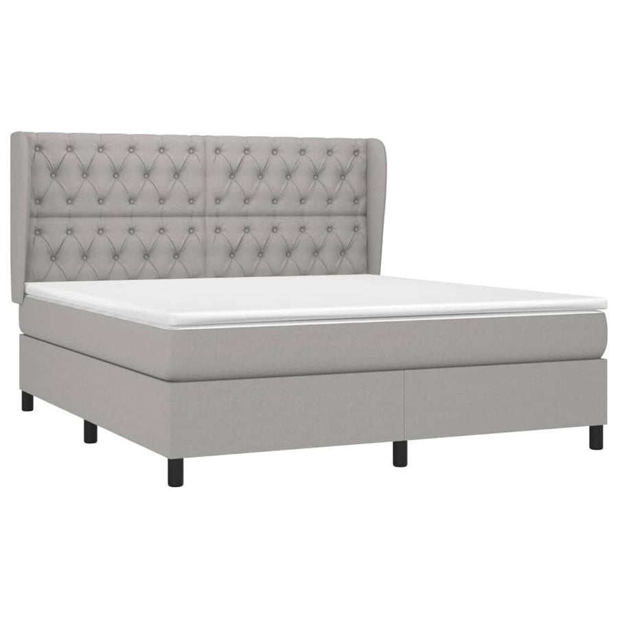 Boxspring Met Matras Stof Lichtgrijs 160 x 200 cm Getuft ontwerp