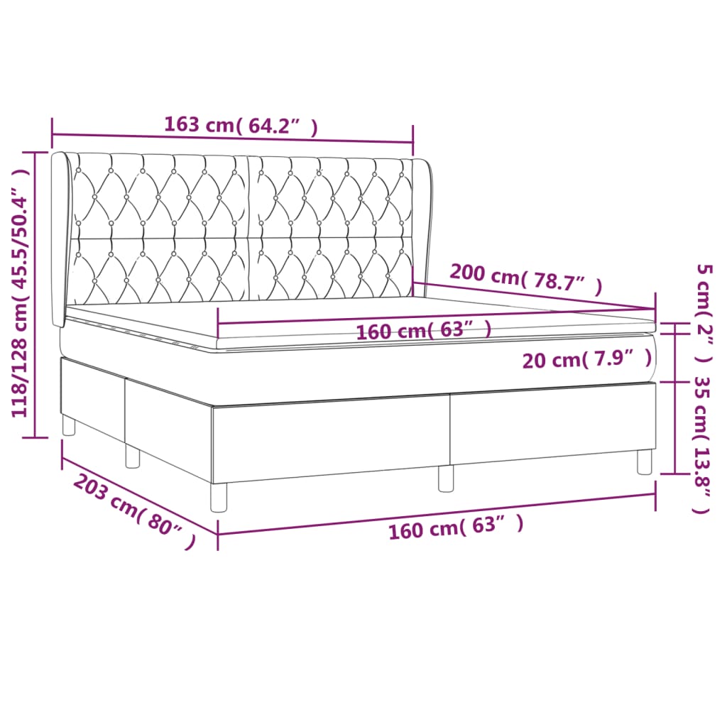 Boxspring Met Matras Stof Lichtgrijs 160 x 200 cm Getuft ontwerp