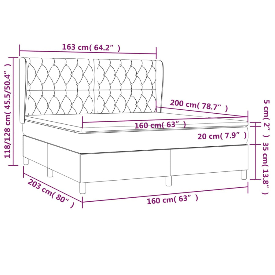 Boxspring Met Matras Stof Donkerbruin 160 x 200 cm Getuft ontwerp