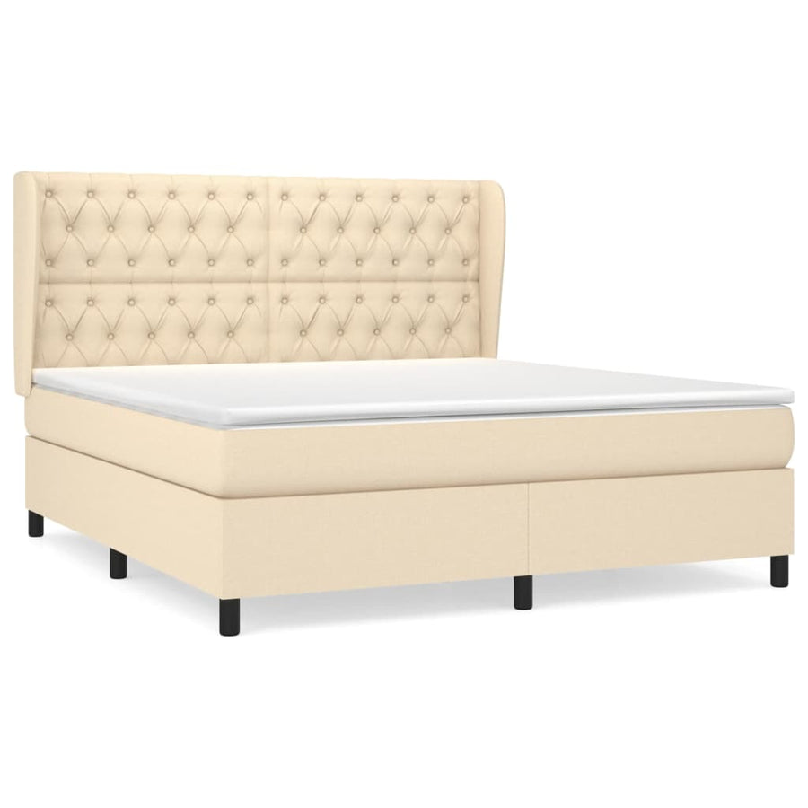 Boxspring Met Matras Stof Kleurig Crème 160 x 200 cm Getuft ontwerp