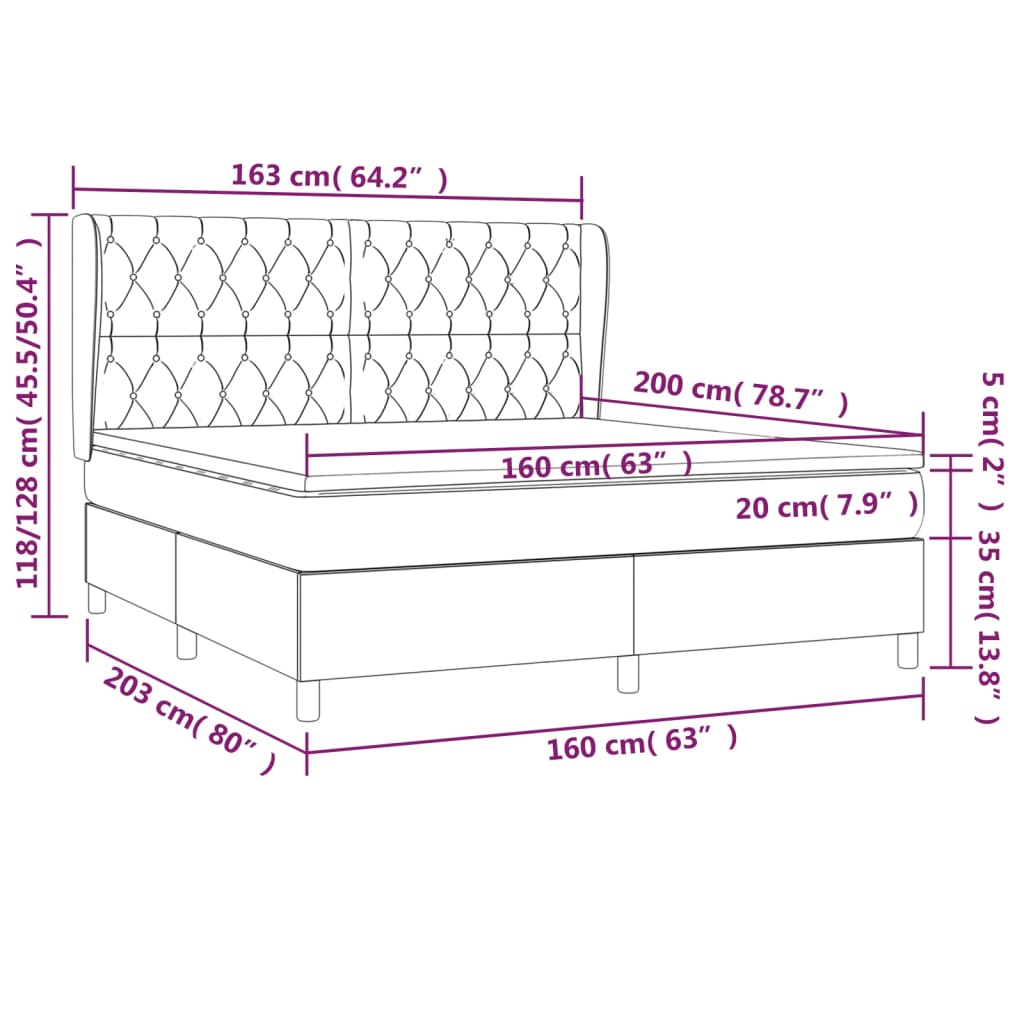 Boxspring Met Matras Stof Kleurig Crème 160 x 200 cm Getuft ontwerp