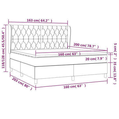 Boxspring Met Matras Stof Kleurig Crème 160 x 200 cm Getuft ontwerp