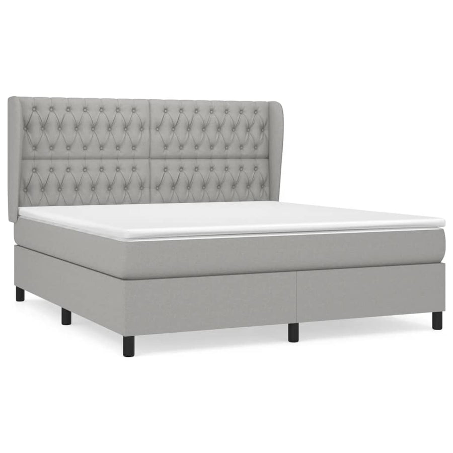 Boxspring Met Matras Stof Lichtgrijs 180 x 200 cm Getuft ontwerp