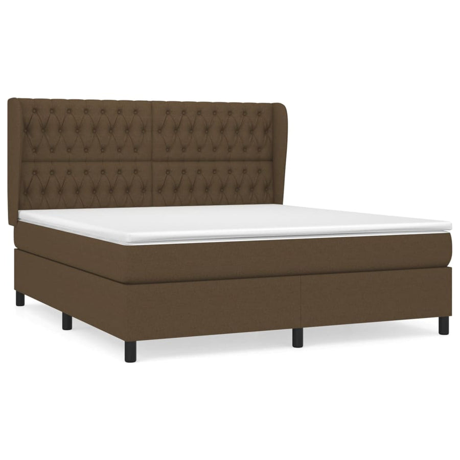 Boxspring Met Matras Stof Donkerbruin 180 x 200 cm Getuft ontwerp