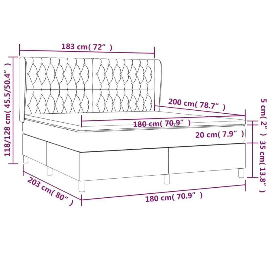 Boxspring Met Matras Stof Crèmekleurig 180X200 Cm 180 x 200 cm Getuft ontwerp
