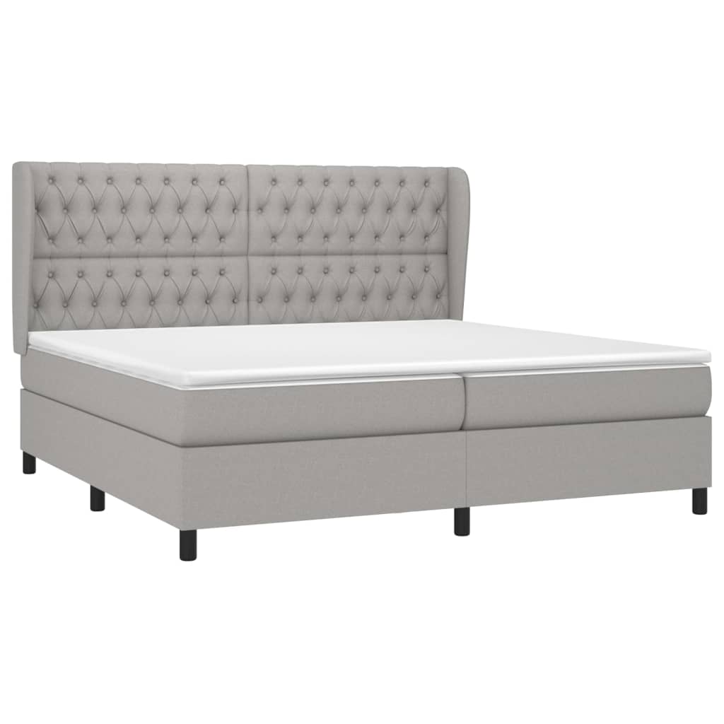 Boxspring Met Matras Stof Lichtgrijs 200 x 200 cm Getuft ontwerp