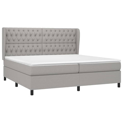 Boxspring Met Matras Stof Lichtgrijs 200 x 200 cm Getuft ontwerp