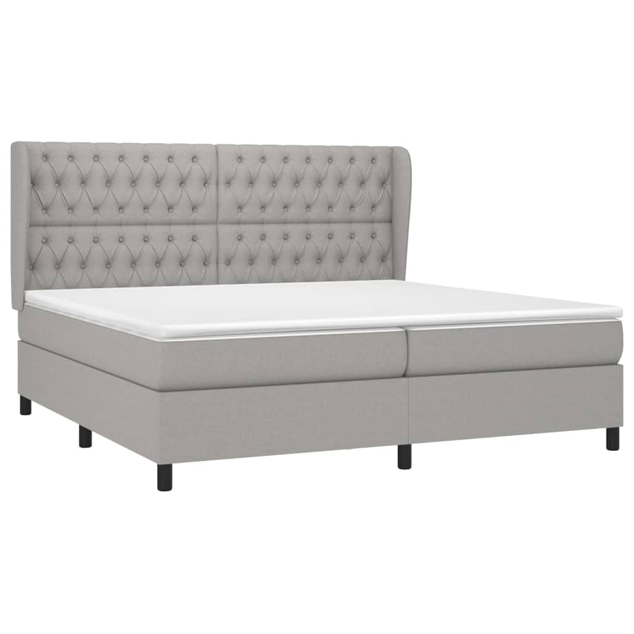 Boxspring Met Matras Stof Lichtgrijs 200 x 200 cm Getuft ontwerp