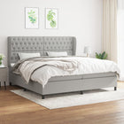 Boxspring Met Matras Stof Lichtgrijs 200 x 200 cm Getuft ontwerp