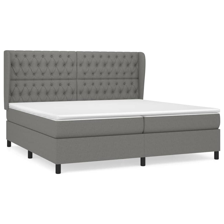 Boxspring Met Matras Stof Donkergrijs 200 x 200 cm Getuft ontwerp