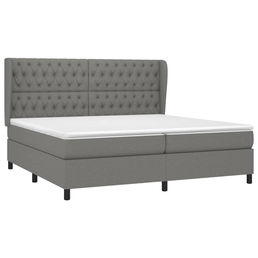 Boxspring Met Matras Stof Donkergrijs 200 x 200 cm Getuft ontwerp