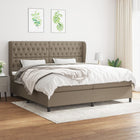 Box spring with taupe fabric mattress 200x200 cm