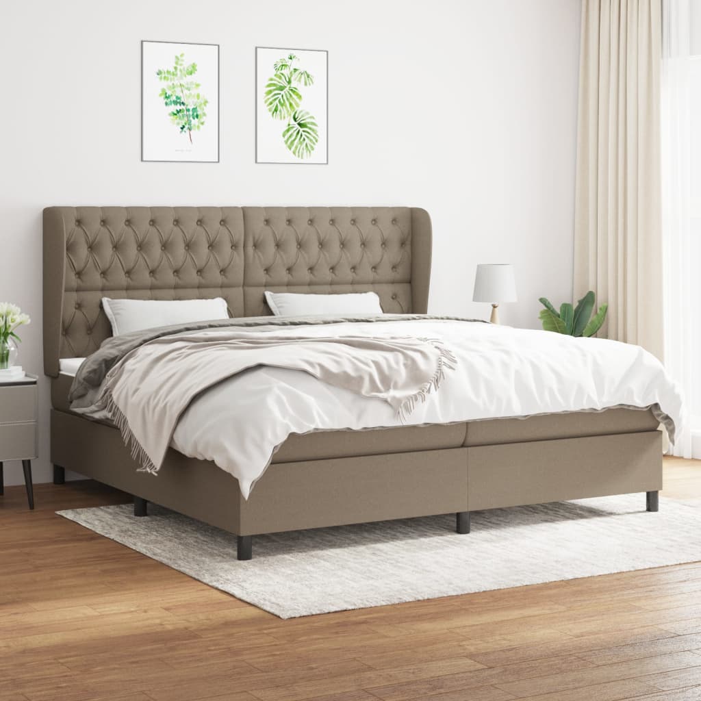 Boxspring Met Matras Stof Taupe 200 x 200 cm Getuft ontwerp