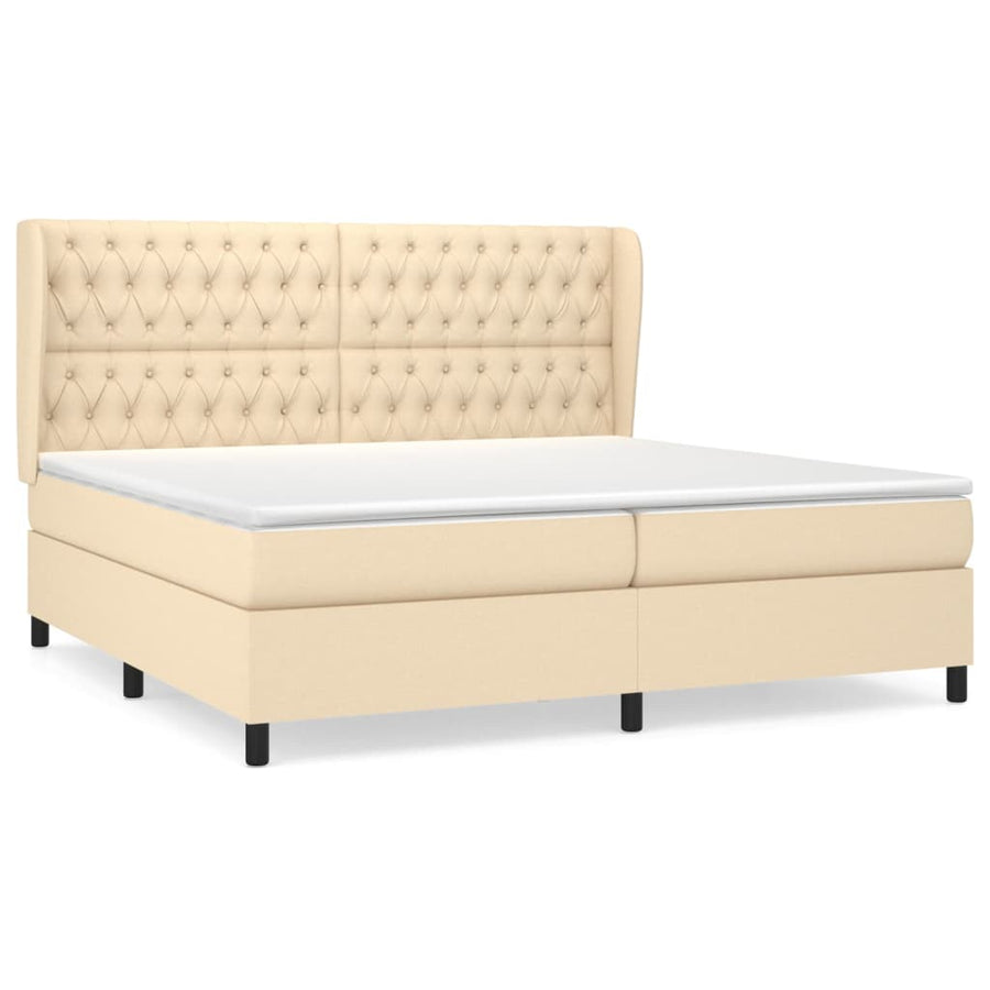 Boxspring Met Matras Stof Kleurig Crème 200 x 200 cm Getuft ontwerp