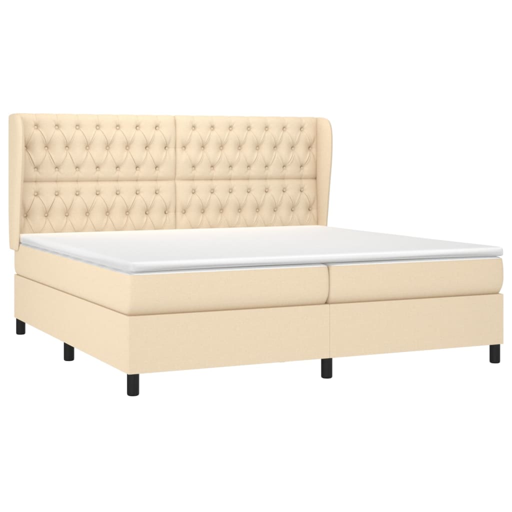 Boxspring Met Matras Stof Kleurig Crème 200 x 200 cm Getuft ontwerp