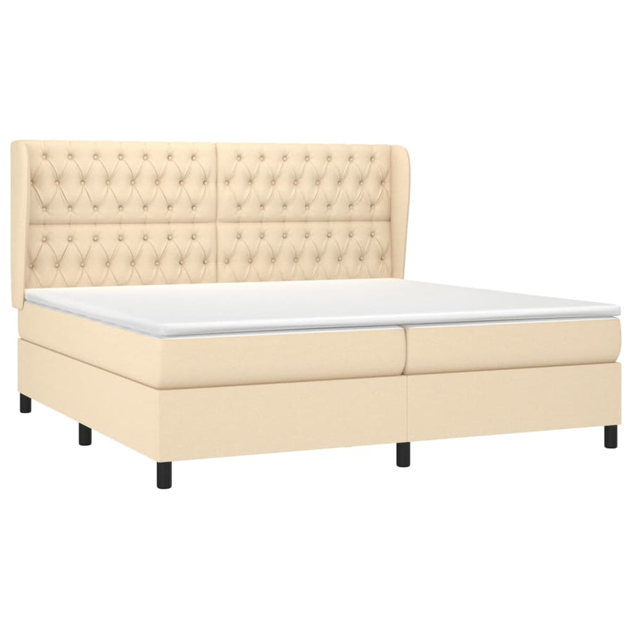 Boxspring Met Matras Stof Kleurig Crème 200 x 200 cm Getuft ontwerp
