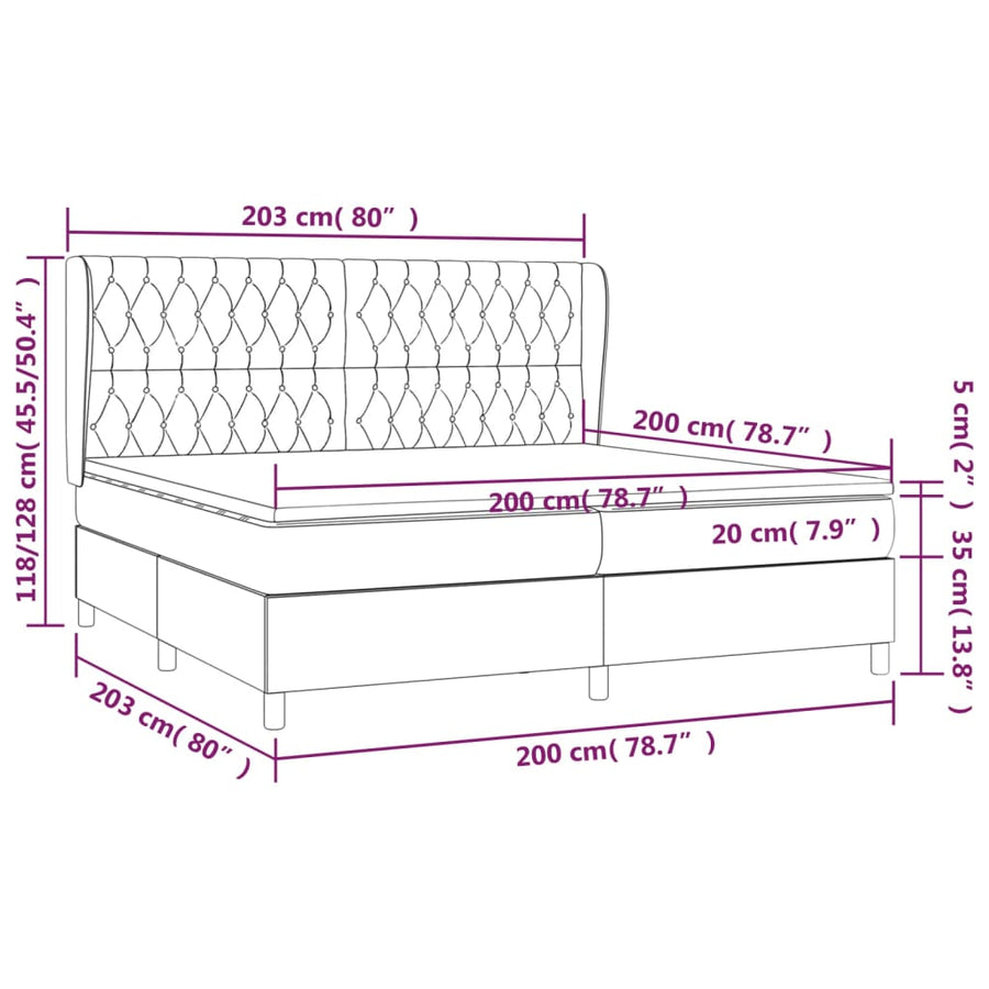 Boxspring Met Matras Stof Kleurig Crème 200 x 200 cm Getuft ontwerp