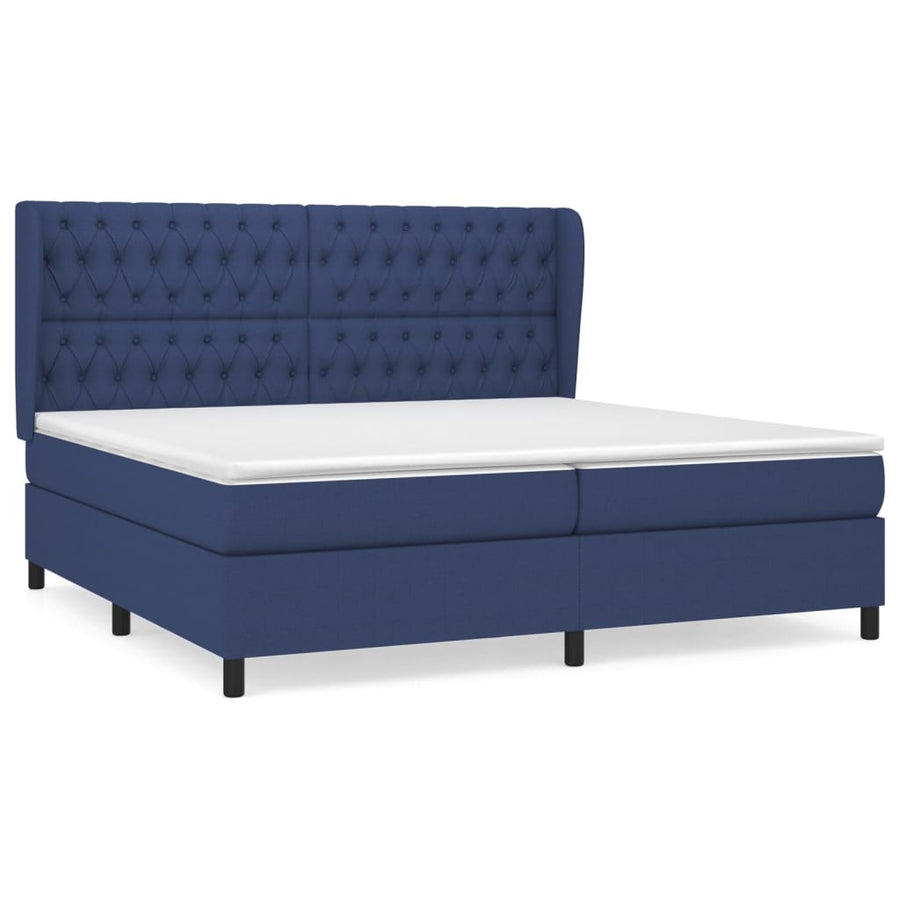 Boxspring Met Matras Stof Blauw 200 x 200 cm Getuft ontwerp