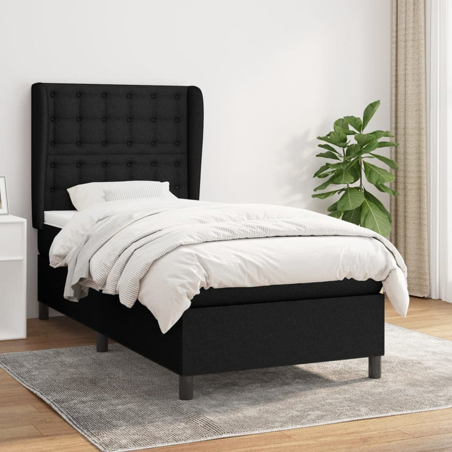 Boxspring met matras stof zwart 90x190 cm