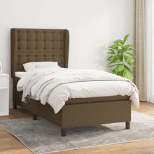 Boxspring Met Matras Stof Donkerbruin 90 x 190 cm Knopen