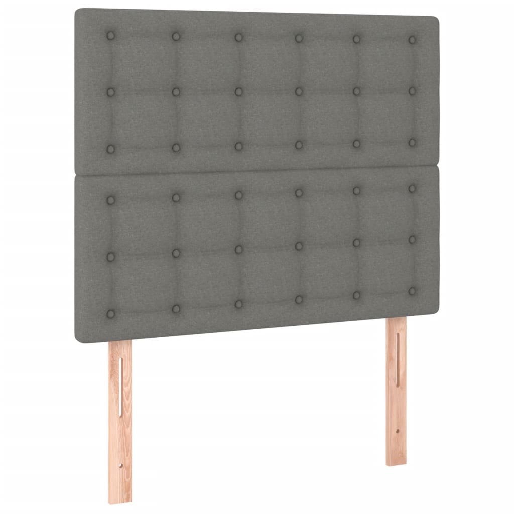 Boxspring Met Matras Stof Donkergrijs 90X200 Cm Donkergrijs 90 x 200 cm Knopen