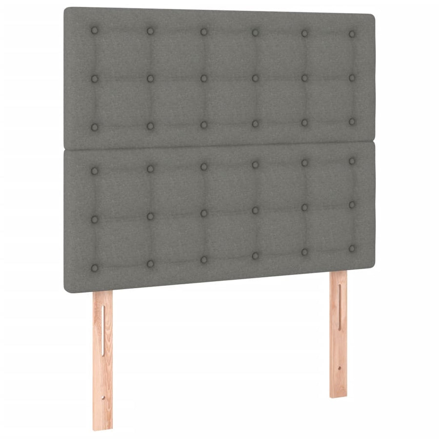 Boxspring Met Matras Stof Donkergrijs 90X200 Cm Donkergrijs 90 x 200 cm Knopen