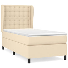 Boxspring Met Matras Stof Crèmekleurig 90X200 Cm Crème 90 x 200 cm Knopen