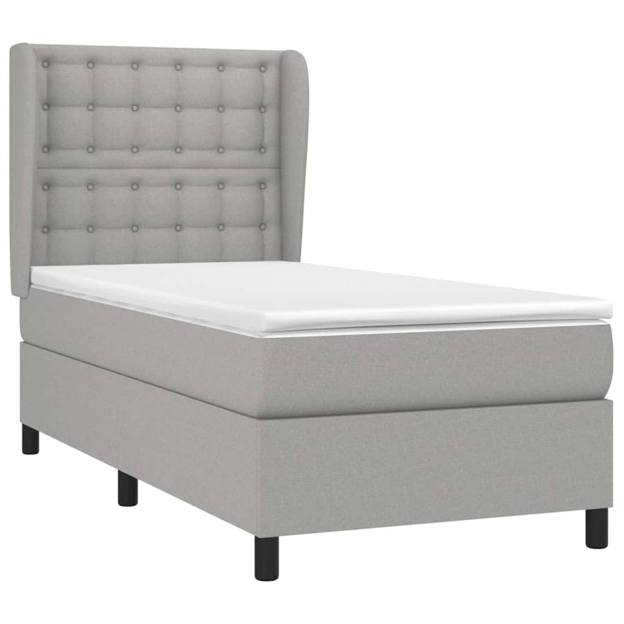 Boxspring Met Matras Stof Lichtgrijs 100 x 200 cm Knopen