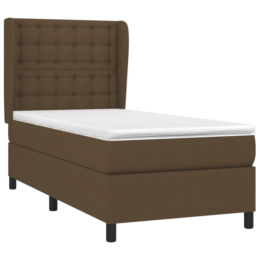 Boxspring Met Matras Stof Donkerbruin 100X200 Cm Donkerbruin 100 x 200 cm Knopen
