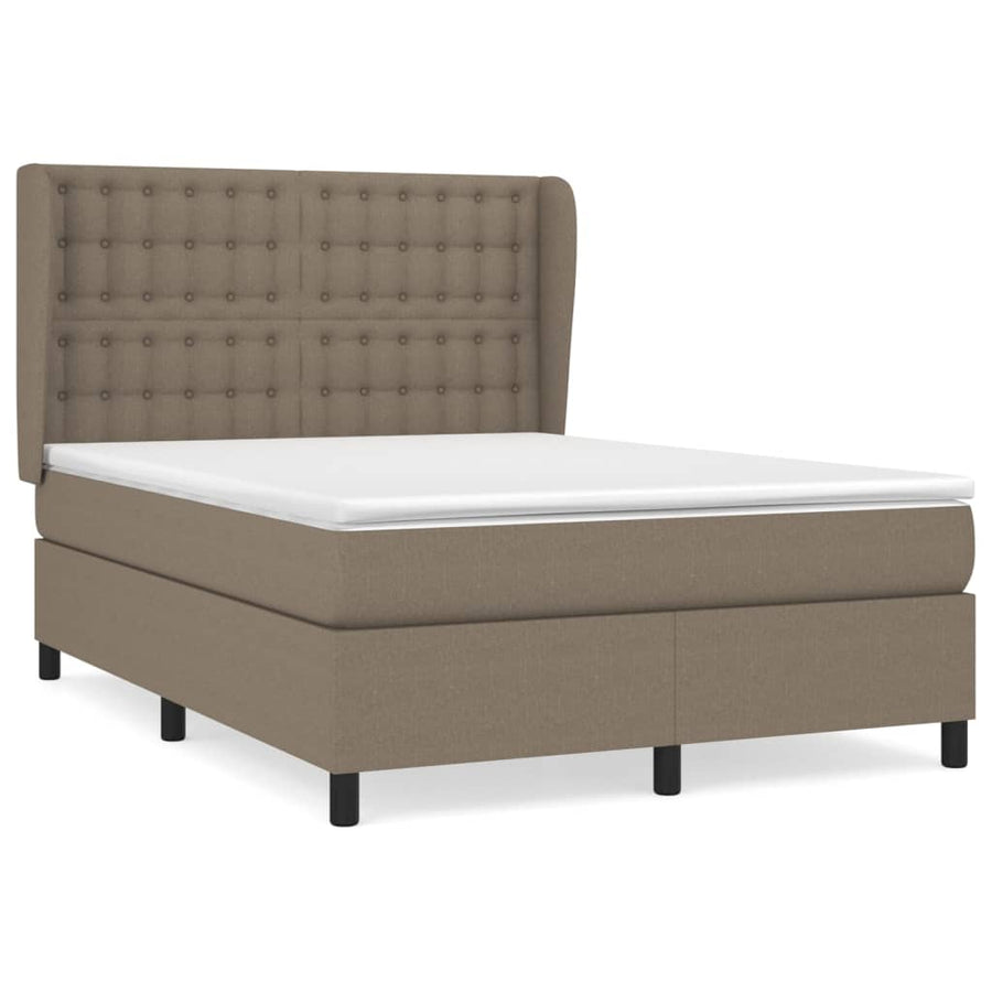 Boxspring Met Matras Stof Taupe 140 x 190 cm Knopen