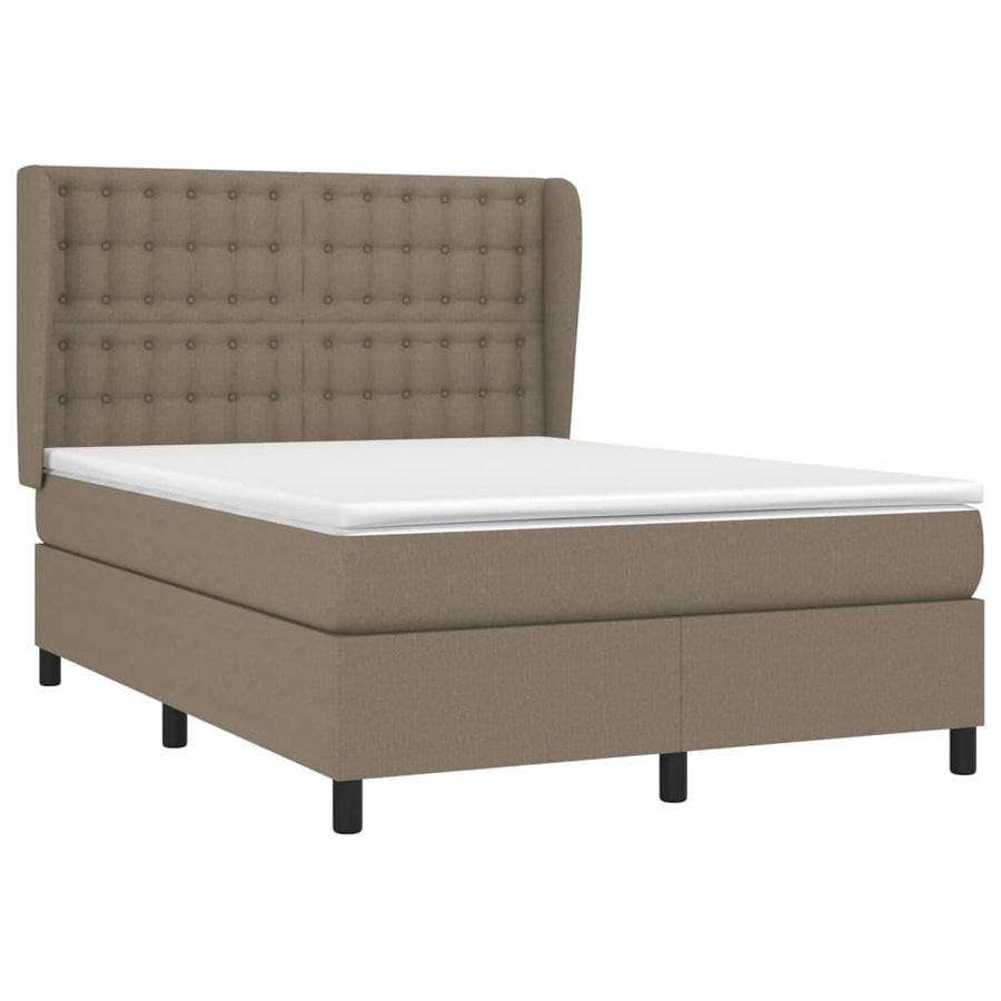 Boxspring Met Matras Stof Taupe 140 x 190 cm Knopen