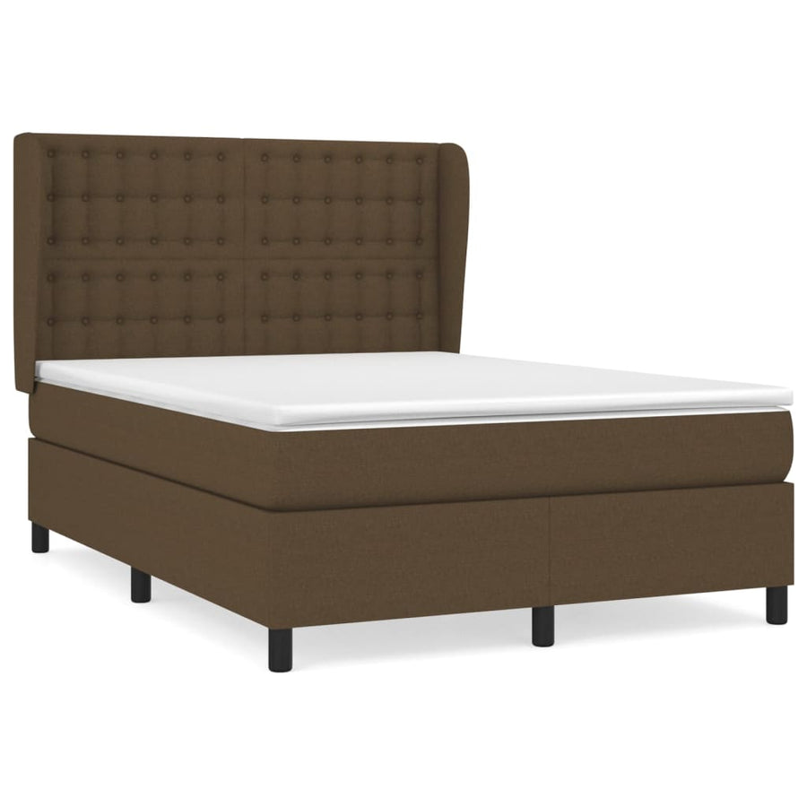 Boxspring Met Matras Stof Donkerbruin 140 x 200 cm Knopen