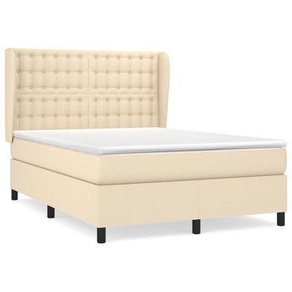 Boxspring Met Matras Stof Kleurig Crème 140 x 200 cm Knopen
