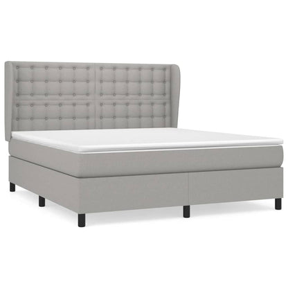Boxspring Met Matras Stof Lichtgrijs 160 x 200 cm Knopen